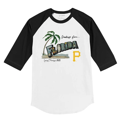 Youth Tiny Turnip White Pittsburgh Pirates 2025 Spring Training Grapefruit League 3/4-Sleeve Raglan T-Shirt