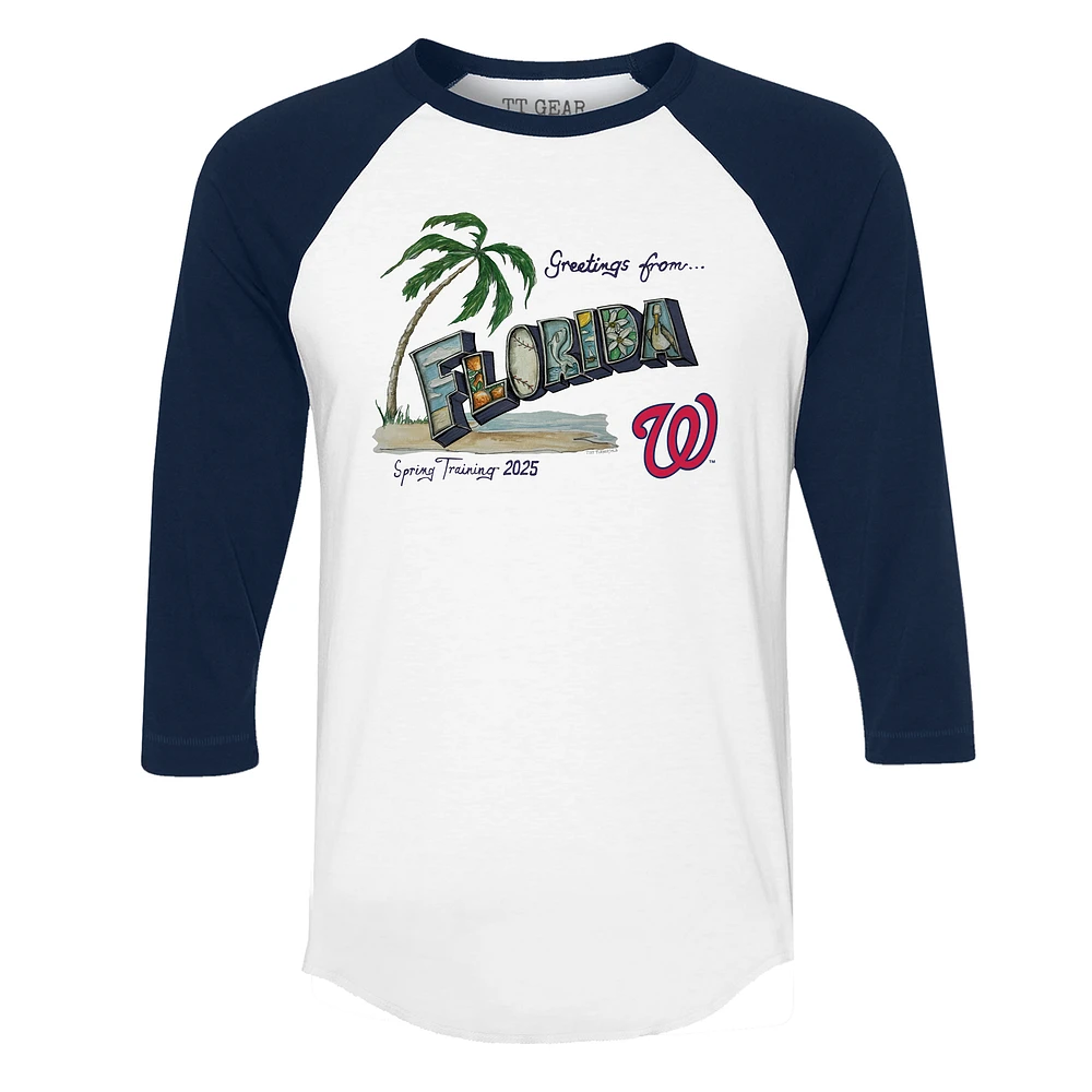 Unisex Tiny Turnip White Washington Nationals Unisex Quarter-Sleeve Raglan T-Shirt