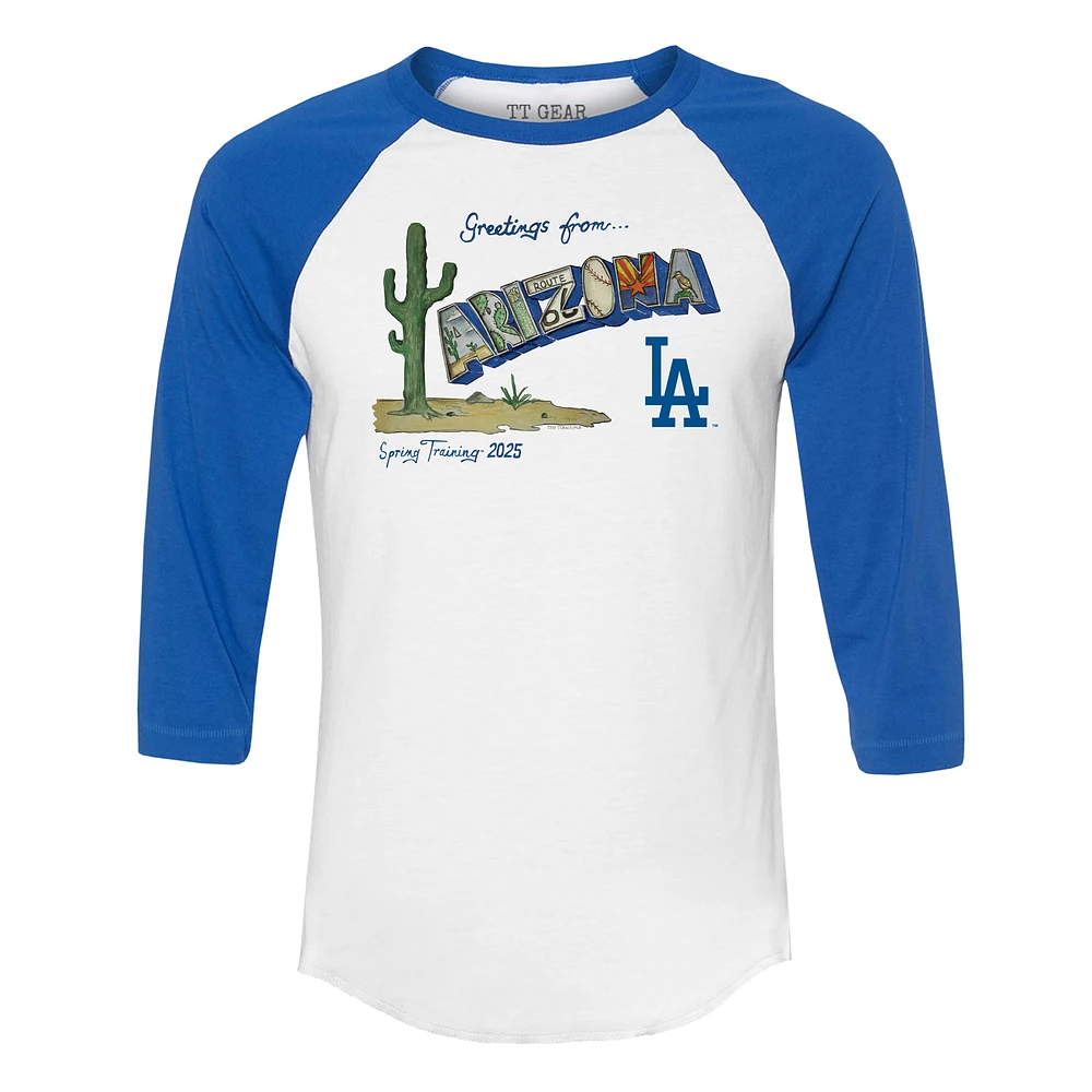 Unisex Tiny Turnip White Los Angeles Dodgers Unisex Quarter-Sleeve Raglan T-Shirt