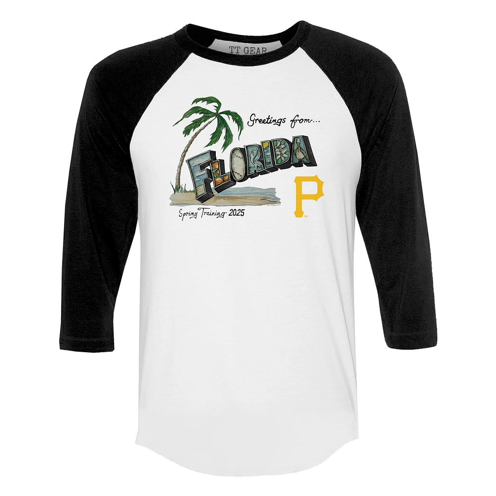 Unisex Tiny Turnip White Pittsburgh Pirates Unisex Quarter-Sleeve Raglan T-Shirt