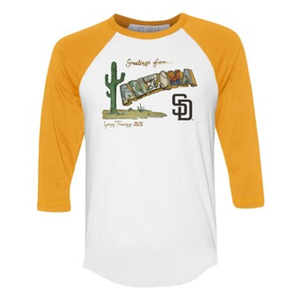 Unisex Tiny Turnip White San Diego Padres Unisex Quarter-Sleeve Raglan T-Shirt