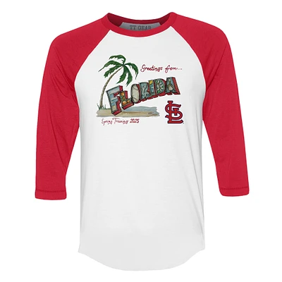 Unisex Tiny Turnip White St. Louis Cardinals Unisex Quarter-Sleeve Raglan T-Shirt