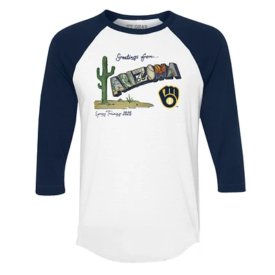 Unisex Tiny Turnip White Milwaukee Brewers Unisex Quarter-Sleeve Raglan T-Shirt