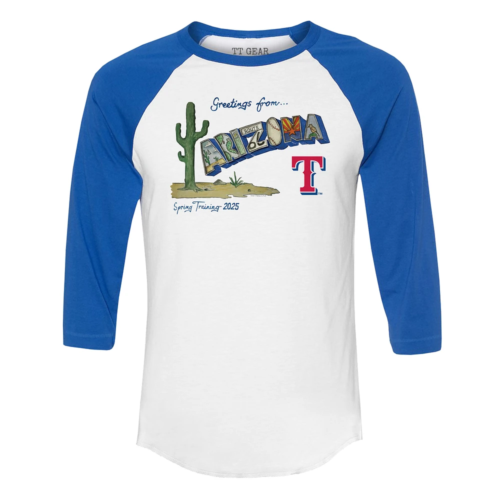 Unisex Tiny Turnip White Texas Rangers Unisex Quarter-Sleeve Raglan T-Shirt