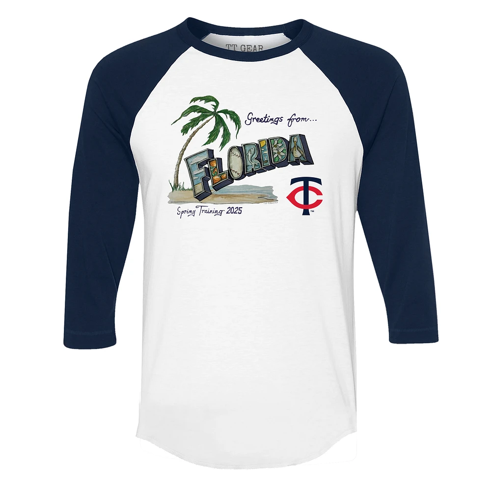 Unisex Tiny Turnip White Minnesota Twins Unisex Quarter-Sleeve Raglan T-Shirt