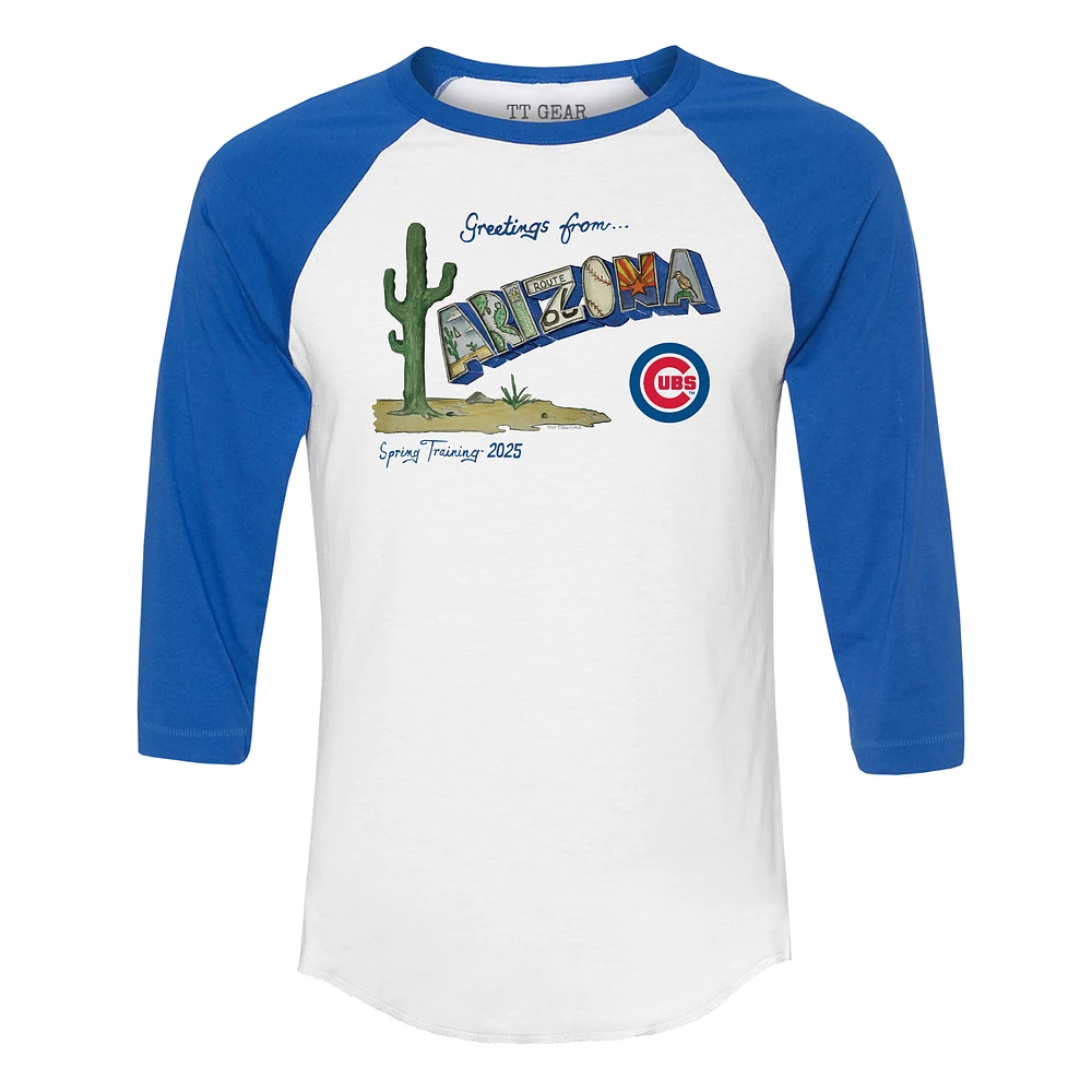 Unisex Tiny Turnip White Chicago Cubs Unisex Quarter-Sleeve Raglan T-Shirt