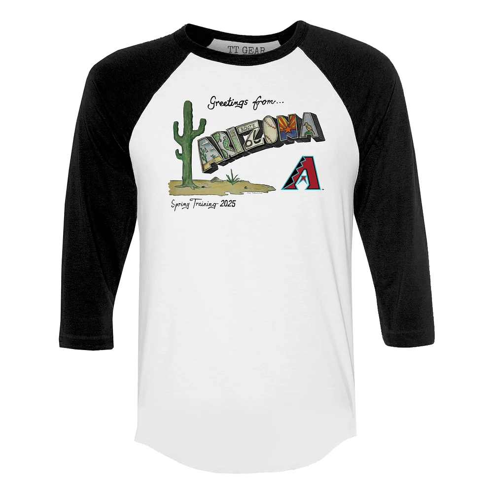 Unisex Tiny Turnip White Arizona Diamondbacks Unisex Quarter-Sleeve Raglan T-Shirt