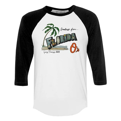 Unisex Tiny Turnip White Baltimore Orioles Unisex Quarter-Sleeve Raglan T-Shirt