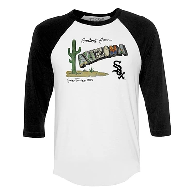 Unisex Tiny Turnip White Chicago Sox Unisex Quarter-Sleeve Raglan T-Shirt