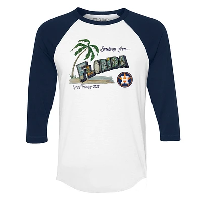Unisex Tiny Turnip White Houston Astros Unisex Quarter-Sleeve Raglan T-Shirt