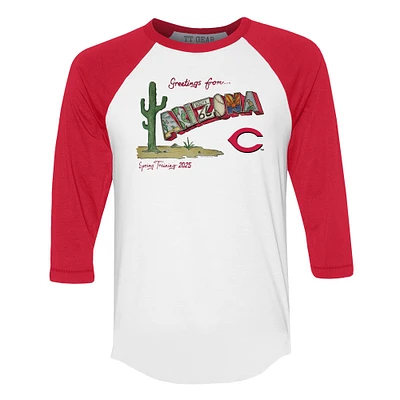 Unisex Tiny Turnip White Cincinnati Reds Unisex Quarter-Sleeve Raglan T-Shirt