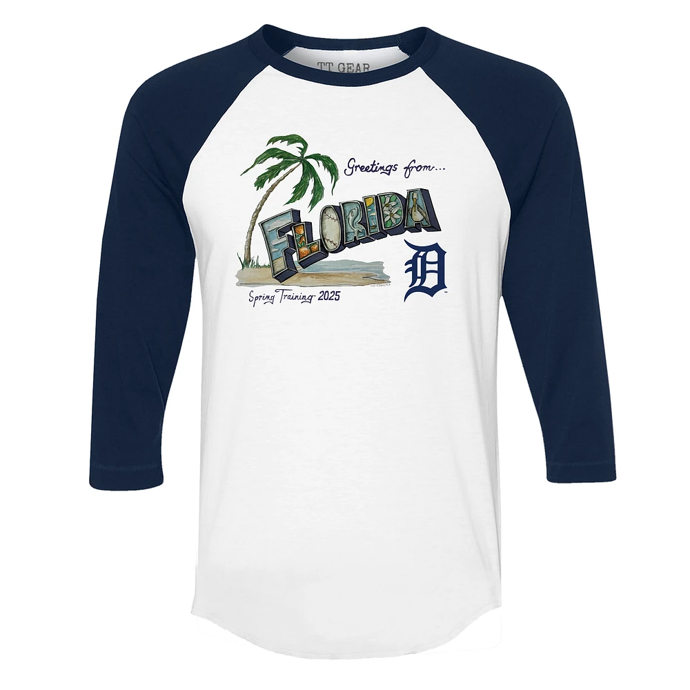Unisex Tiny Turnip White Detroit Tigers Unisex Quarter-Sleeve Raglan T-Shirt