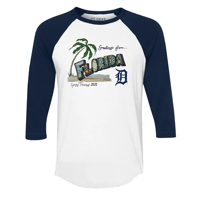 Unisex Tiny Turnip White Detroit Tigers Unisex Quarter-Sleeve Raglan T-Shirt