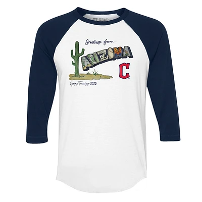Unisex Tiny Turnip White Cleveland Guardians Unisex Quarter-Sleeve Raglan T-Shirt