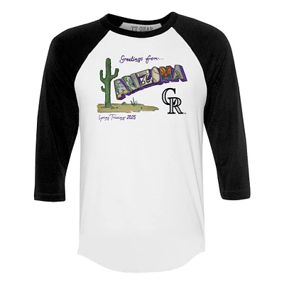 Unisex Tiny Turnip White Colorado Rockies Unisex Quarter-Sleeve Raglan T-Shirt