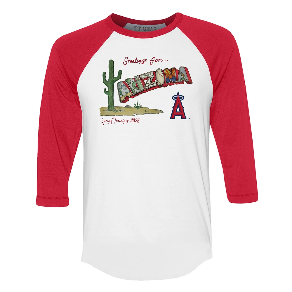 Unisex Tiny Turnip White Los Angeles Angels Unisex Quarter-Sleeve Raglan T-Shirt