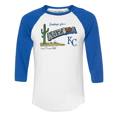 Unisex Tiny Turnip White Kansas City Royals Unisex Quarter-Sleeve Raglan T-Shirt