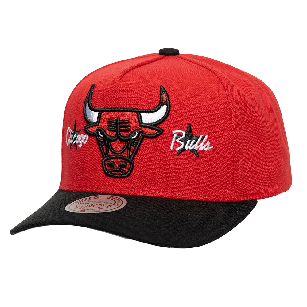 Men's Mitchell & Ness Red/Black Chicago Bulls Stars Core Pro Pinch Adjustable Hat