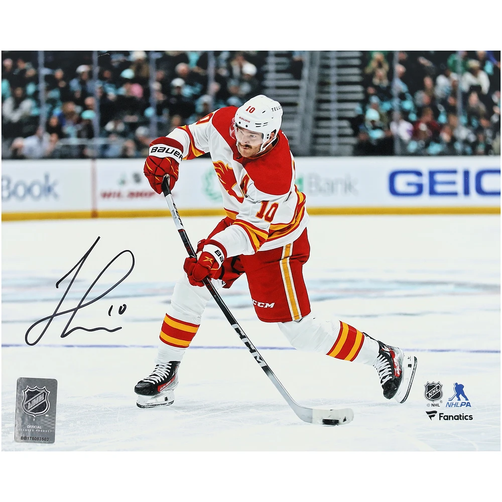 Jonathan Huberdeau Calgary Flames Autographed 8" x 10" White Jersey Shooting Photograph