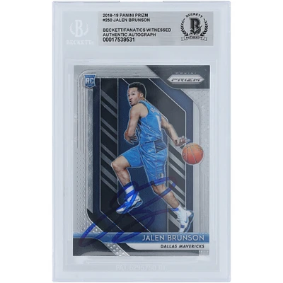 Jalen Brunson Dallas Mavericks Autographed 2018-19 Panini Prizm #250 Beckett Fanatics Witnessed Authenticated Rookie Card