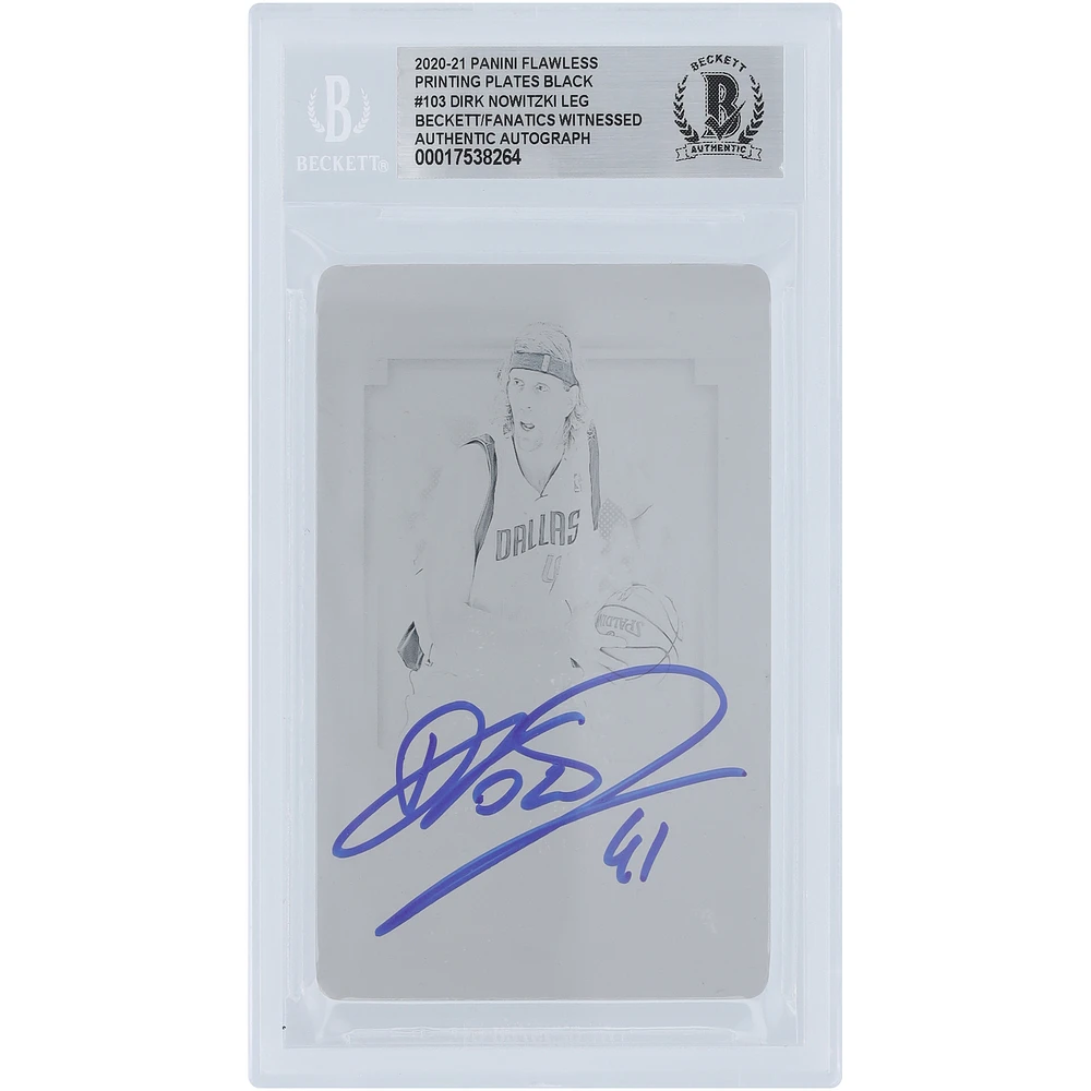 Dirk Nowitzki Dallas Mavericks Autographed 2020-21 Panini Flawless Black Printing Plate #103 #1/1 Beckett Fanatics Witnessed Authenticated Card