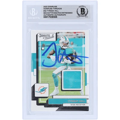 Tyreek Hill Miami Dolphins Autographed 2022 Panini Donruss Threads Relic #TH-32 Beckett Fanatics Witnessed Authenticated Card