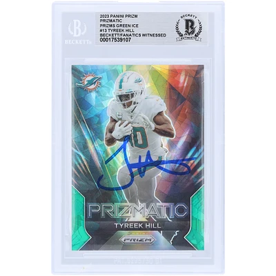 Tyreek Hill Miami Dolphins Autographed 2023 Panini Prizm Green Ice Prizmatic #13 Beckett Fanatics Witnessed Authenticated Card