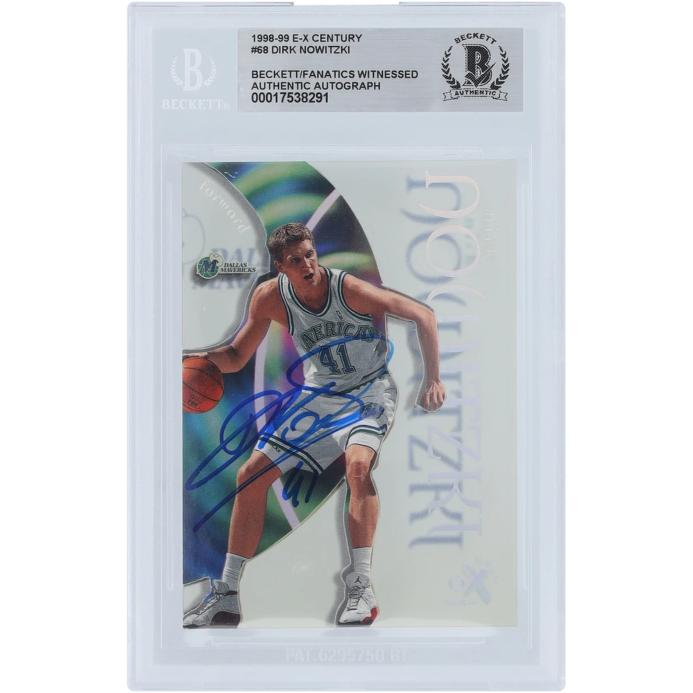 Dirk Nowitzki Dallas Mavericks Autographed 1998-99 Skybox E-X Century #68 Beckett Fanatics Witnessed Authenticated Rookie Card