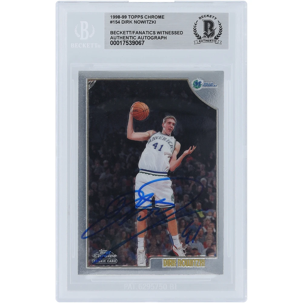 Dirk Nowitzki Dallas Mavericks Autographed 1998-99 Topps Chrome #154 Beckett Fanatics Witnessed Authenticated Rookie Card