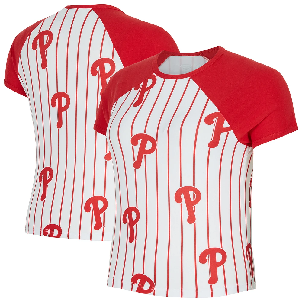 Women's Concepts Sport White Philadelphia Phillies Outbound Pinstripe Raglan Top