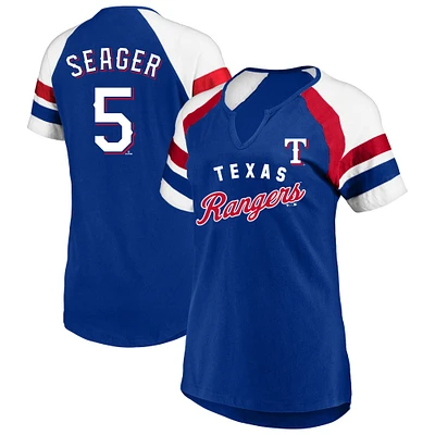 Women's Profile Corey Seager Royal Texas Rangers Plus Name & Number Raglan T-Shirt