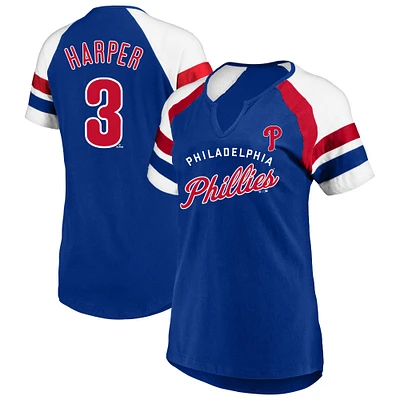 Women's Profile Bryce Harper Royal Philadelphia Phillies Plus Name & Number Raglan T-Shirt