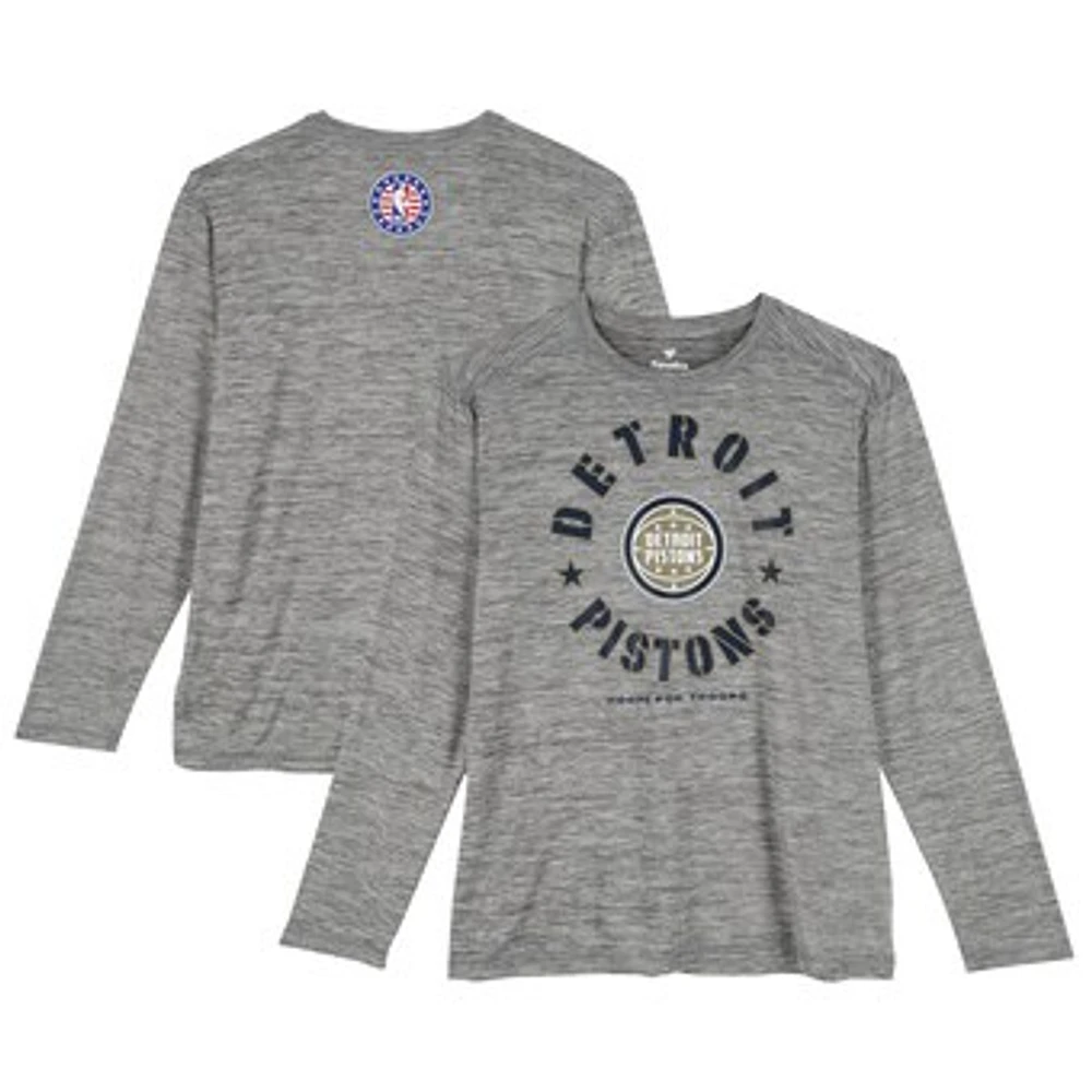 Detroit Pistons Team-Issued Gray "Hoops For Troops" Long Sleeve Shirt from the 2024-25 NBA Season