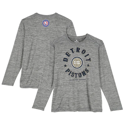Detroit Pistons Team-Issued Gray "Hoops For Troops" Long Sleeve Shirt from the 2024-25 NBA Season