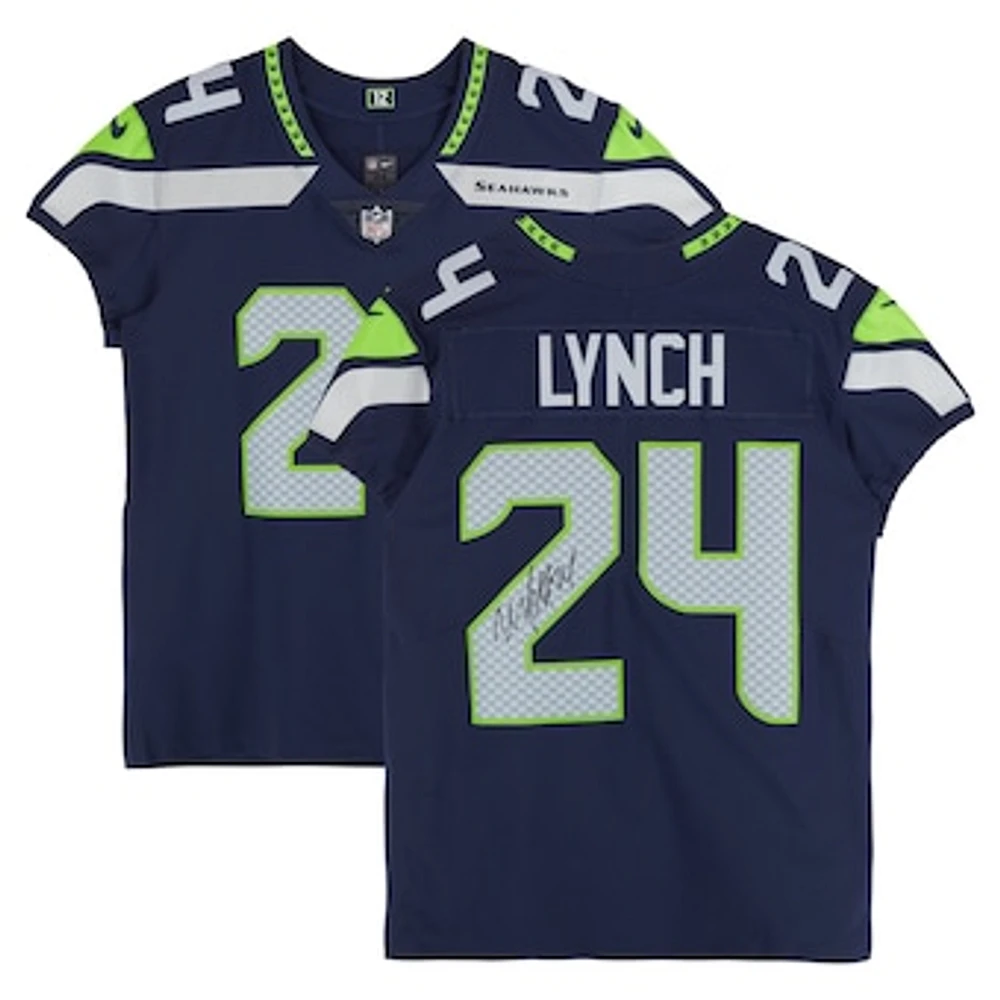 Marshawn Lynch Seattle Seahawks Autographed Nike Navy Elite Jersey
