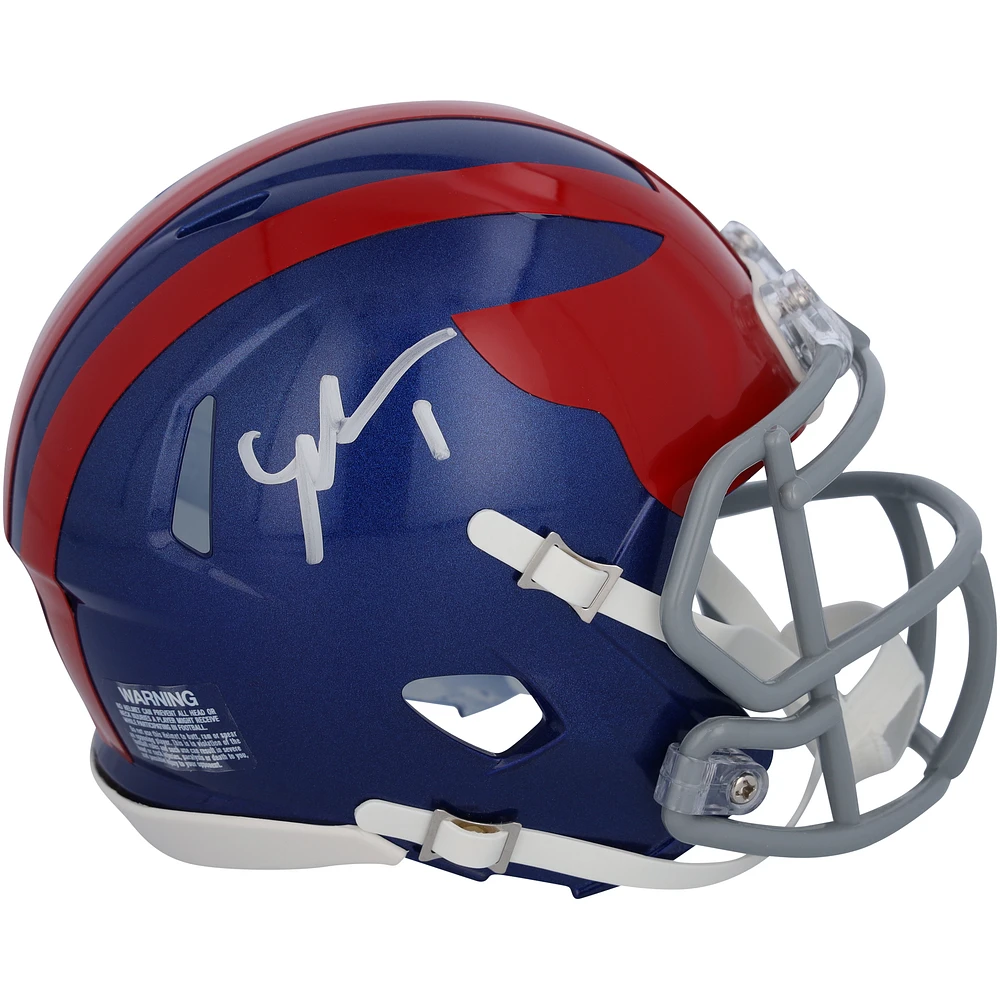 Malik Nabers New York Giants Autographed Riddell 2024 Alternate Throwback Speed Mini Helmet
