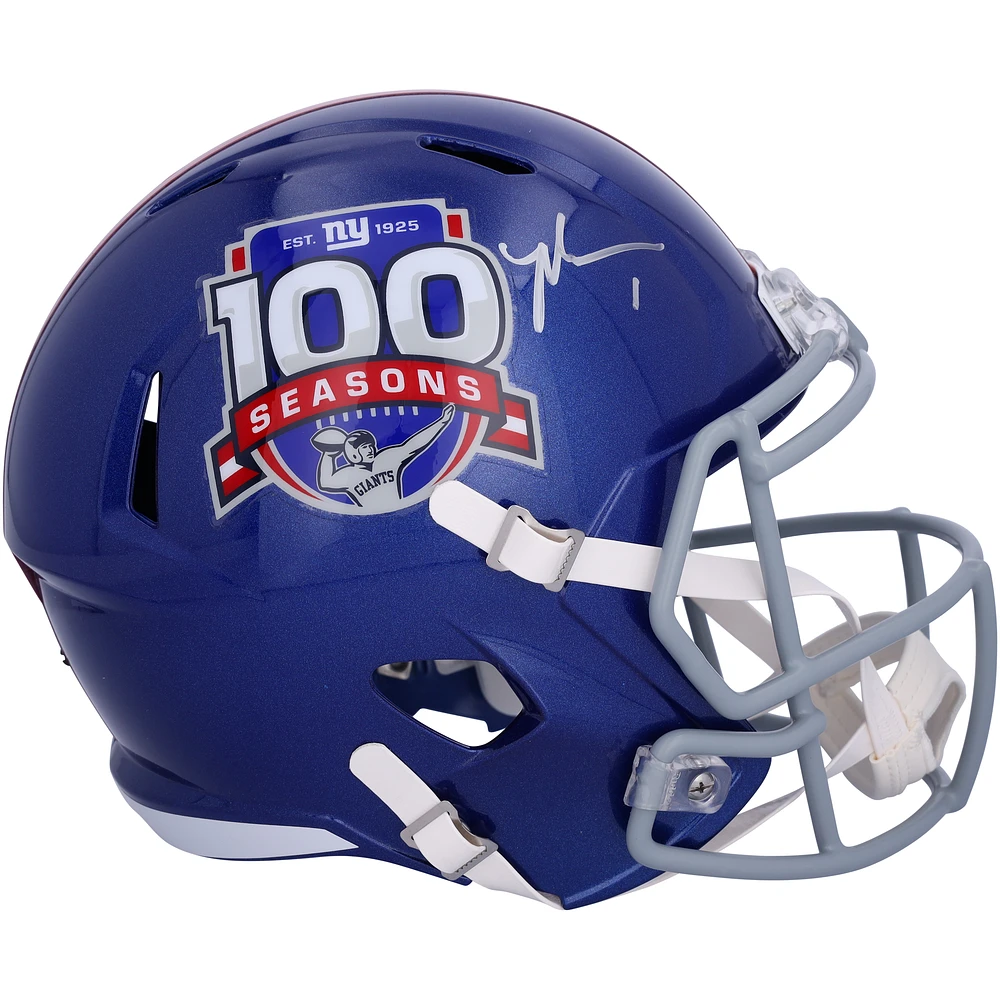 Malik Nabers New York Giants Autographed Riddell 100th Season Speed Replica Helmet