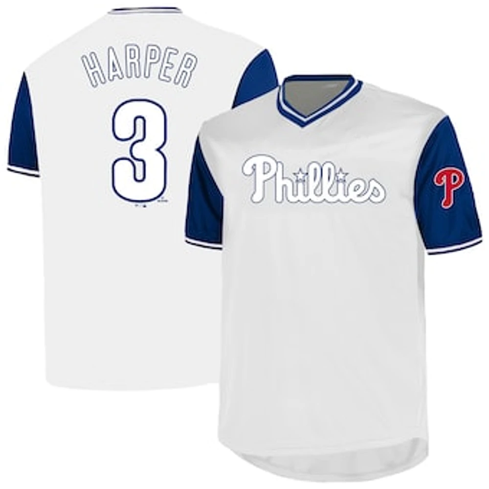 Men's Profile Bryce Harper White Philadelphia Phillies Big & Tall Name Number Birdeye V-Neck T-Shirt