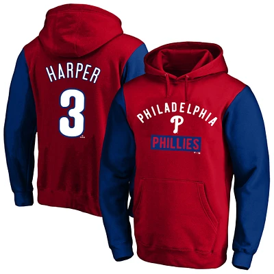 Men's Profile Bryce Harper Red Philadelphia Phillies Big & Tall Name Number Fleece Pullover Hoodie