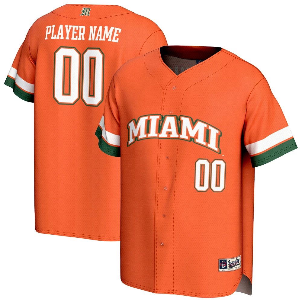 Men's GameDay Greats Orange Miami Hurricanes Lightweight Collegiate Baseball NIL Pick-A-Player Fashion Jersey