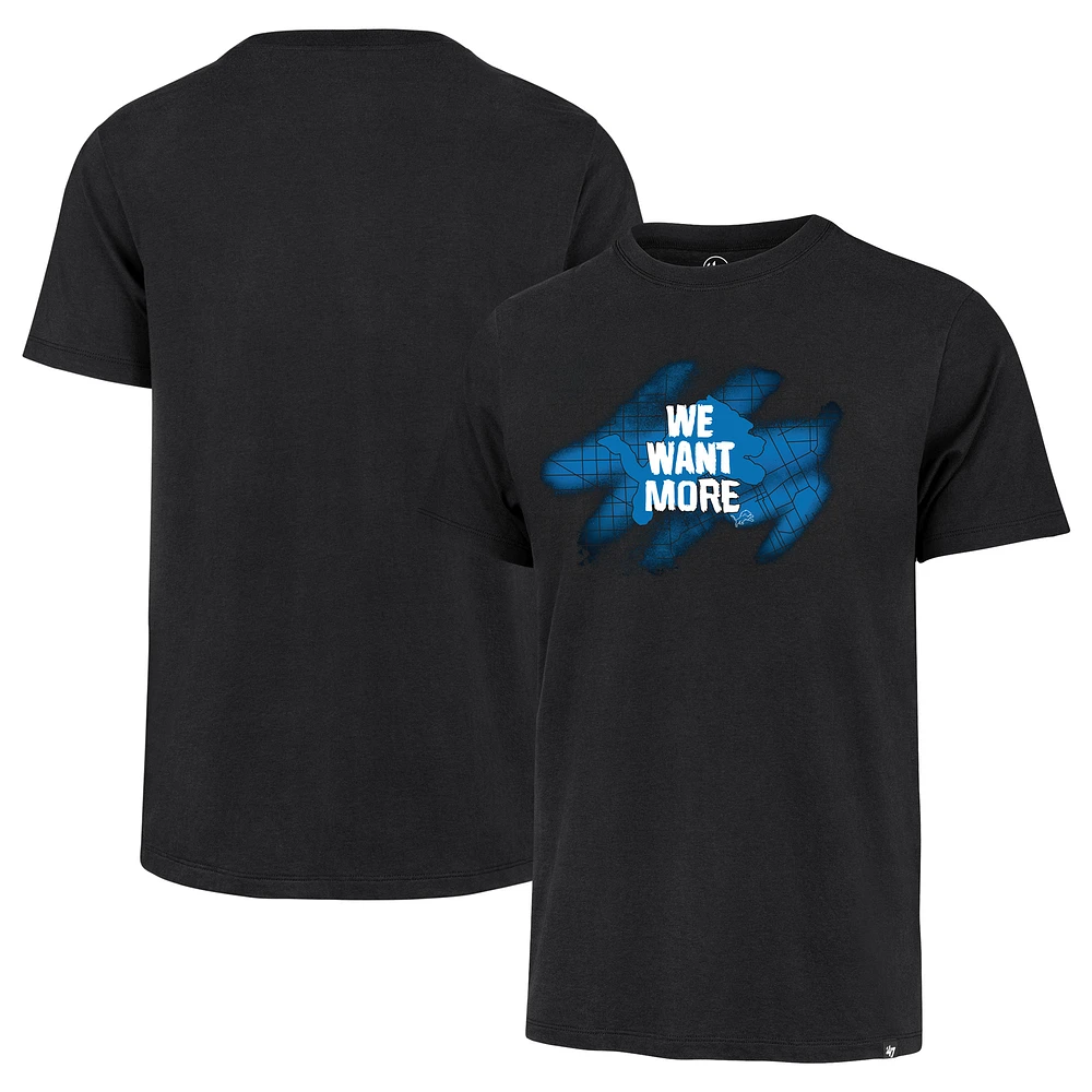 Men's '47 Black Detroit Lions We Want More Franklin T-Shirt