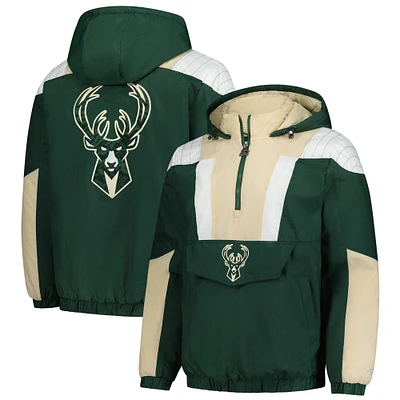 Men's Starter Hunter Green Milwaukee Bucks Charger Half-Zip Pullover Jacket