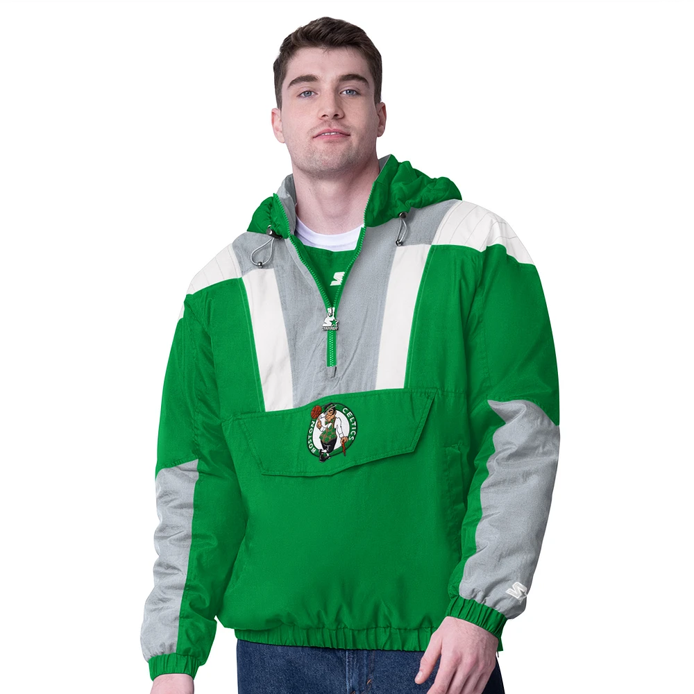 Men's Starter Green Boston Celtics Charger Half-Zip Pullover Jacket