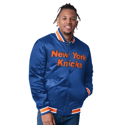 Men's Starter Blue New York Knicks Reversible Satin Full-Snap Varsity Jacket