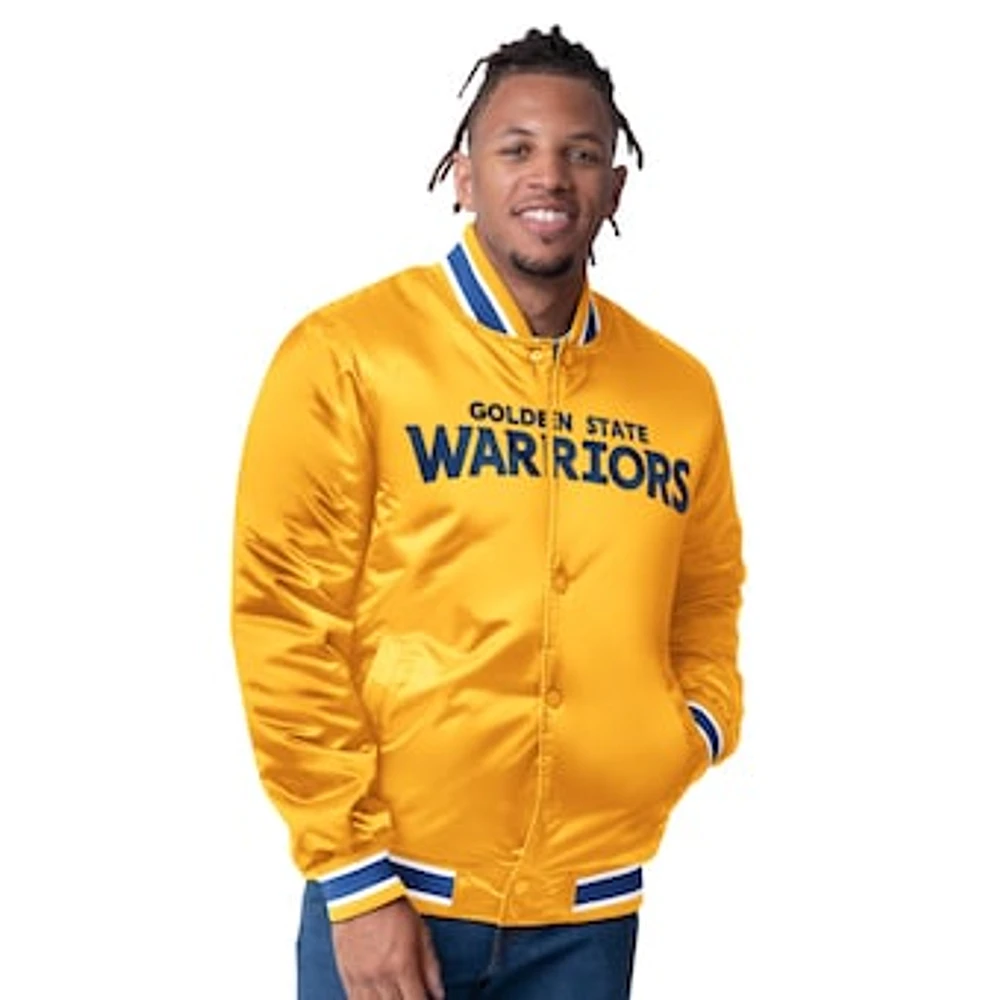 Men's Starter Gold Golden State Warriors Reversible Satin Full-Snap Varsity Jacket