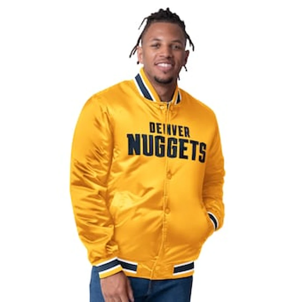 Men's Starter Yellow Denver Nuggets Reversible Satin Full-Snap Varsity Jacket