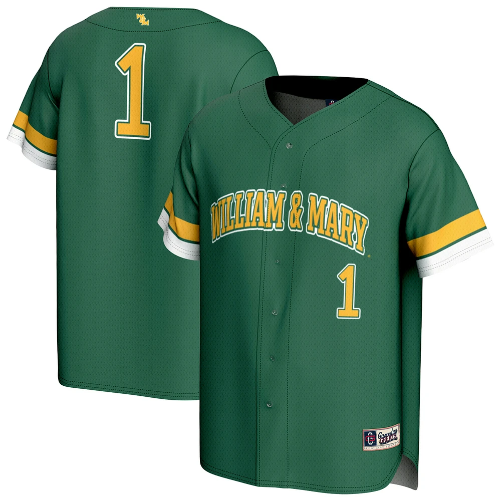 Youth GameDay Greats Green William & Mary Tribe Pick-A-Player Lightweight Baseball Fashion Jersey