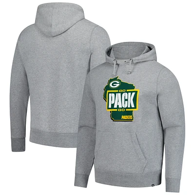 Men's '47 Gray Green Bay Packers Regional Headline Pullover Hoodie