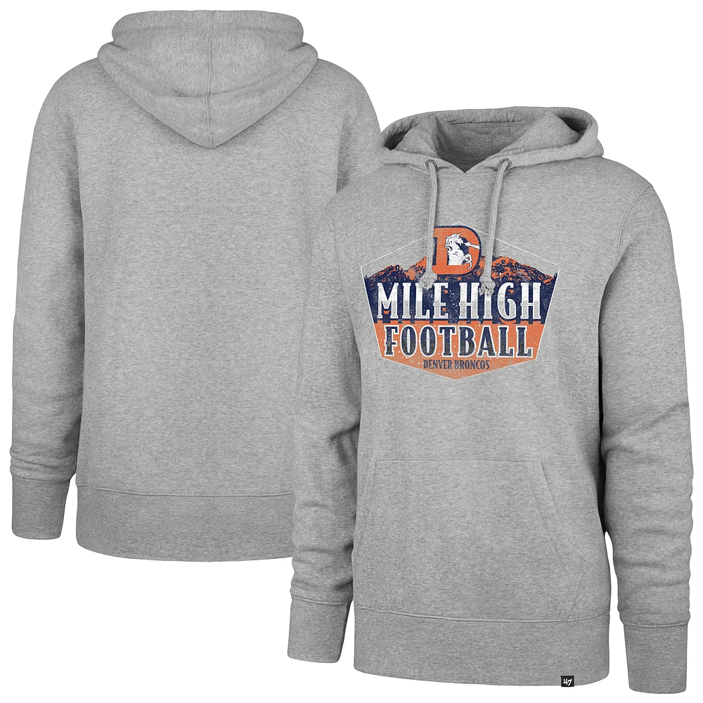 Men's '47 Gray Denver Broncos Headline Pullover Hoodie