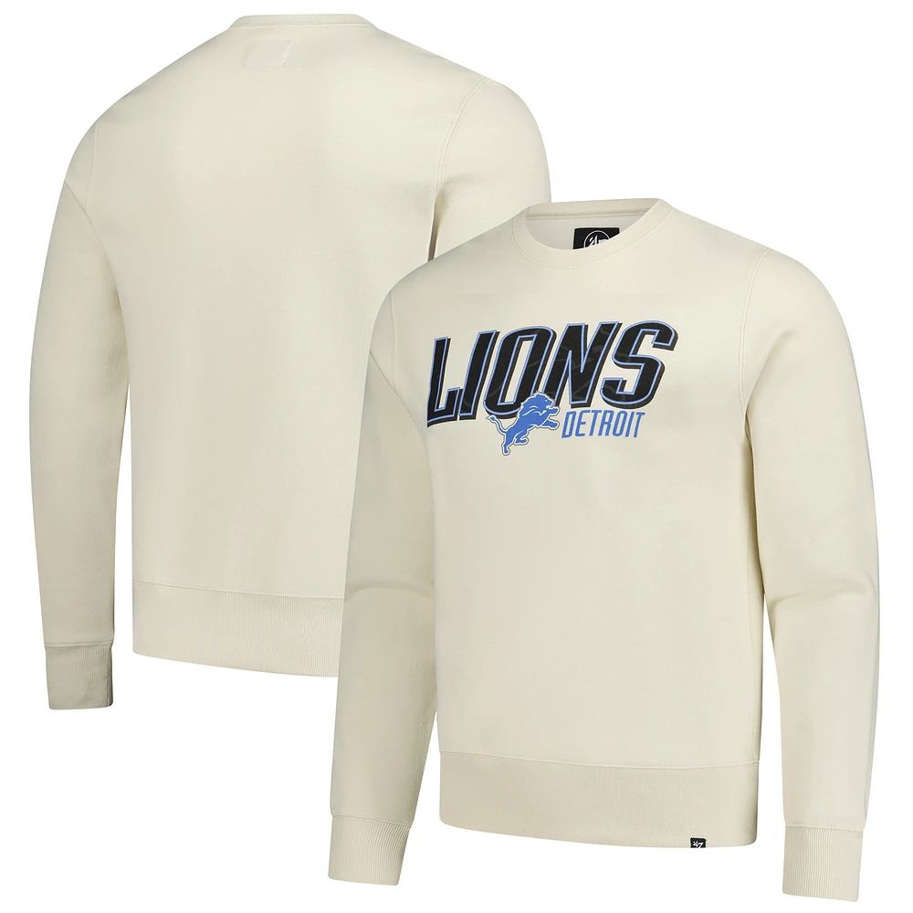 Men's '47 Cream Detroit Lions Locked Headline Pullover Sweatshirt